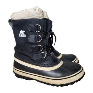 Sorel Winter Carnival Black & Cream Boots Womens Size 6